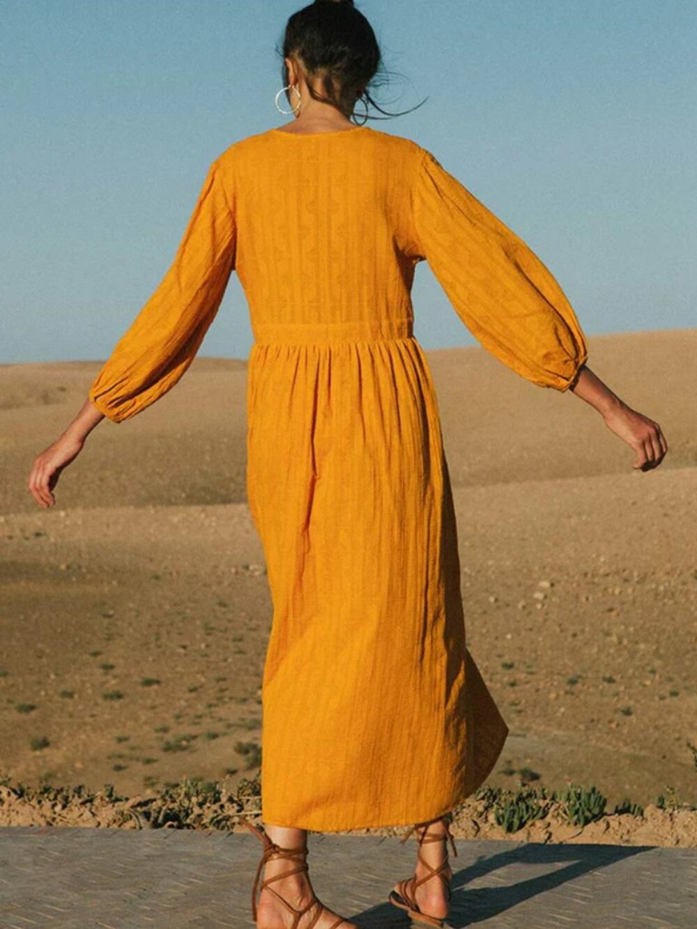 ROVE Alma Midi Dress Marigold Cotton - US 12 - Picture 4 of 8